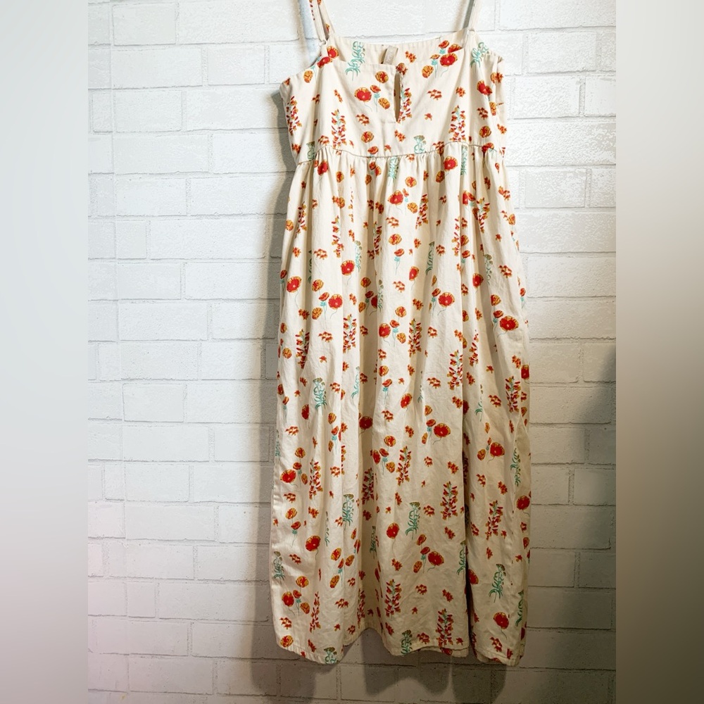 Mata Traders Sofia Midi Botanical Dawn Floral Strapless Dress w Pockets - Picture 6 of 9